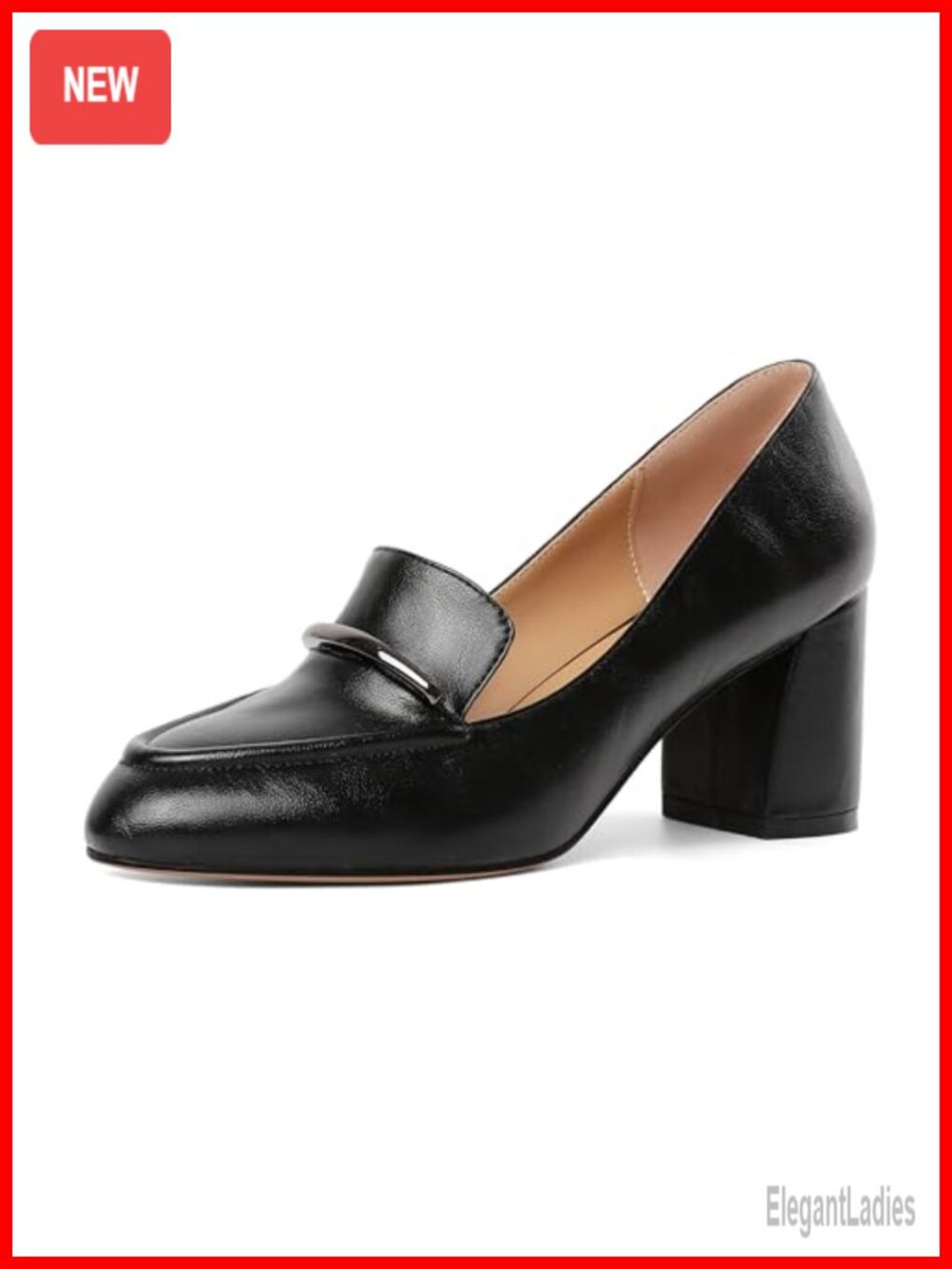 Women's Chunky Heel Loafer Pumps Microfiber Slip On Round Toe 2.5 Inch Block